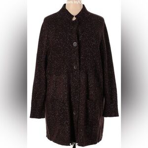 2X 3X Eileen Fisher Brown Speckle Cardigan Sweater PERFECT